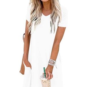 GRECERELLE Women's Casual Pocket Long Short Sleeve Maxi Dress size L